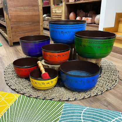 Large Chakra Set of Seven Singing Bowls | 19.5 to 35cm | Brass | Complete Set | New