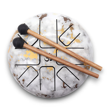 Marble Steel Tongue Drum | 8-Tone Hapi Drum | 17x13cm | Tempered Steel | New