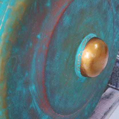 Balinese Healing Gong on Carved Stand | Medium | 35cm | Greenwash | Handmade in Bali | New