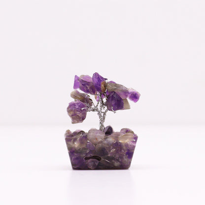 Mini Amethyst Gemstone Tree on Orgonite Base | 15 Stones | 3.5x2.5x4cm | New