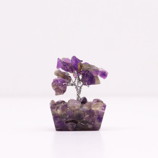 Mini Amethyst Gemstone Tree on Orgonite Base | 15 Stones | 3.5x2.5x4cm | New