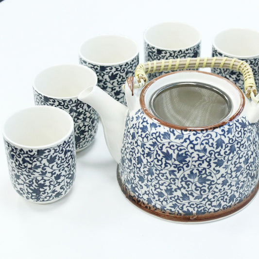 Amber Ceramic Herbal Teapot Set of 6 | Artisan Style | Perfect Tea Lover Gift Set