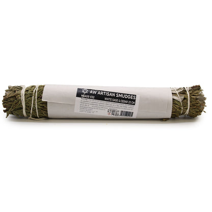 White Sage & Cedar Smudge Stick 22cm | Housewarming Gift | Large Woody Bundle