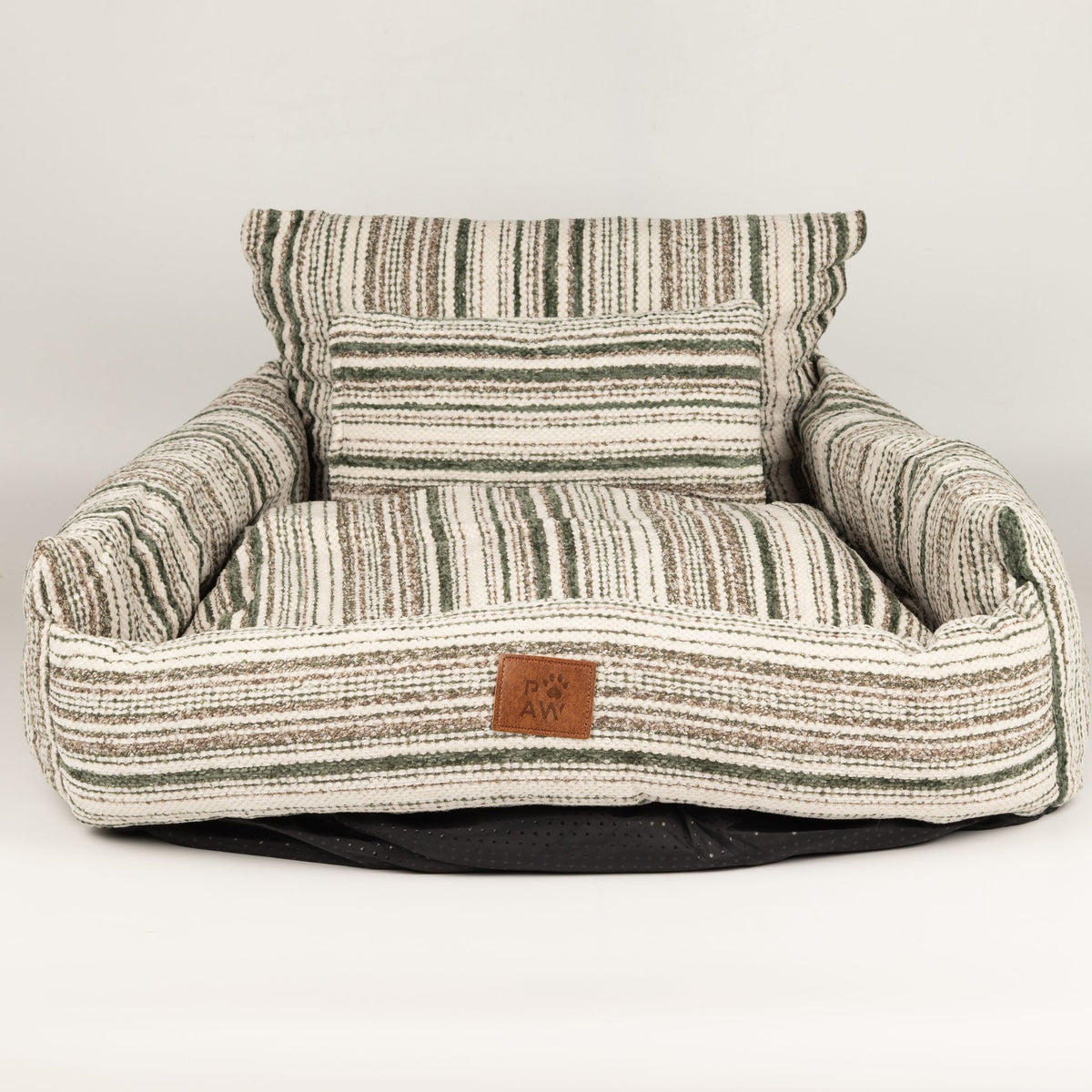 Medium Dog Sofa Bed in Brown Stripe | Dog Lover Gift | Reversible Cushion