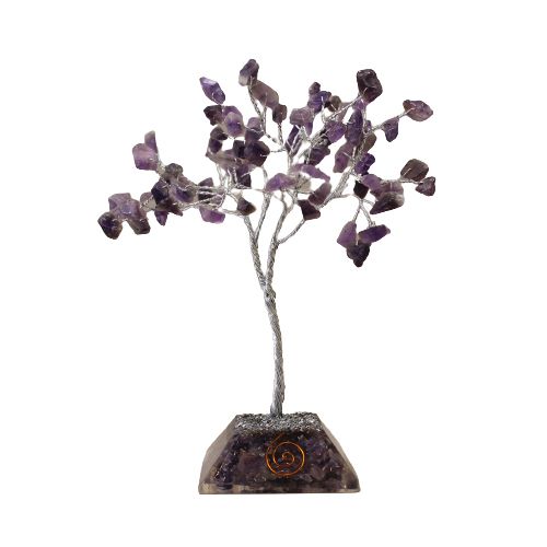 Amethyst Gemstone Tree with Orgonite Base | 80 Stones | 7x7x15cm | New
