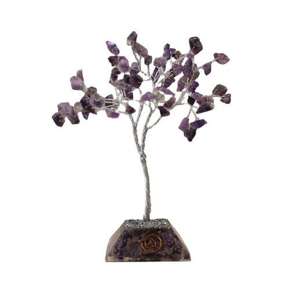 Amethyst Gemstone Tree with Orgonite Base | 80 Stones | 7x7x15cm | New