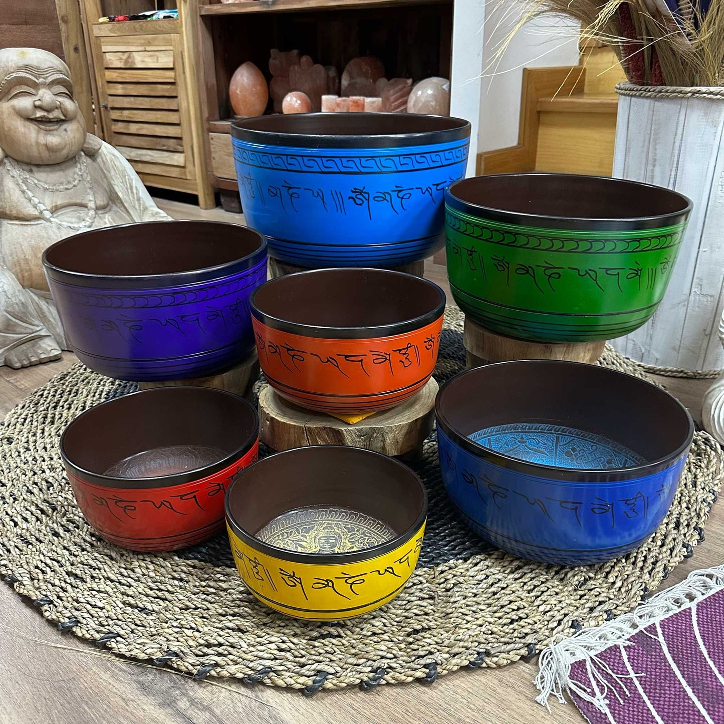 Large Chakra Set of Seven Singing Bowls | 19.5 to 35cm | Brass | Complete Set | New