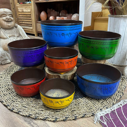 Large Chakra Set of Seven Singing Bowls | 19.5 to 35cm | Brass | Complete Set | New