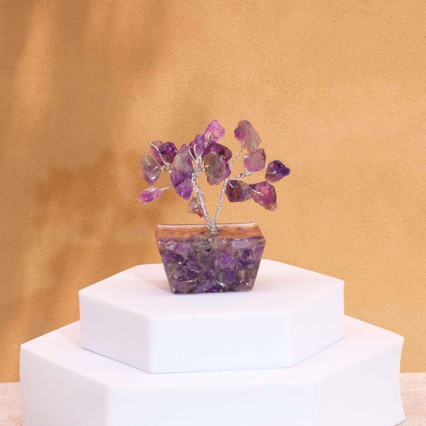 Mini Amethyst Gemstone Tree on Orgonite Base | 15 Stones | 3.5x2.5x4cm | New