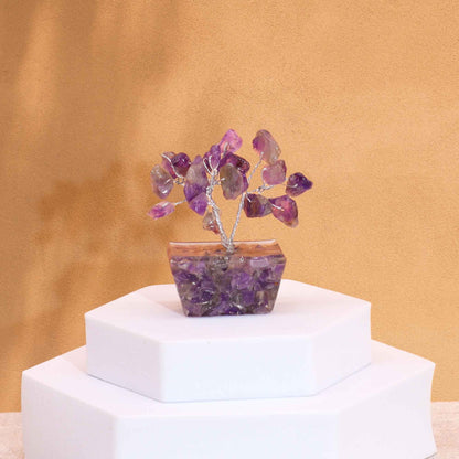 Mini Amethyst Gemstone Tree on Orgonite Base | 15 Stones | 3.5x2.5x4cm | New