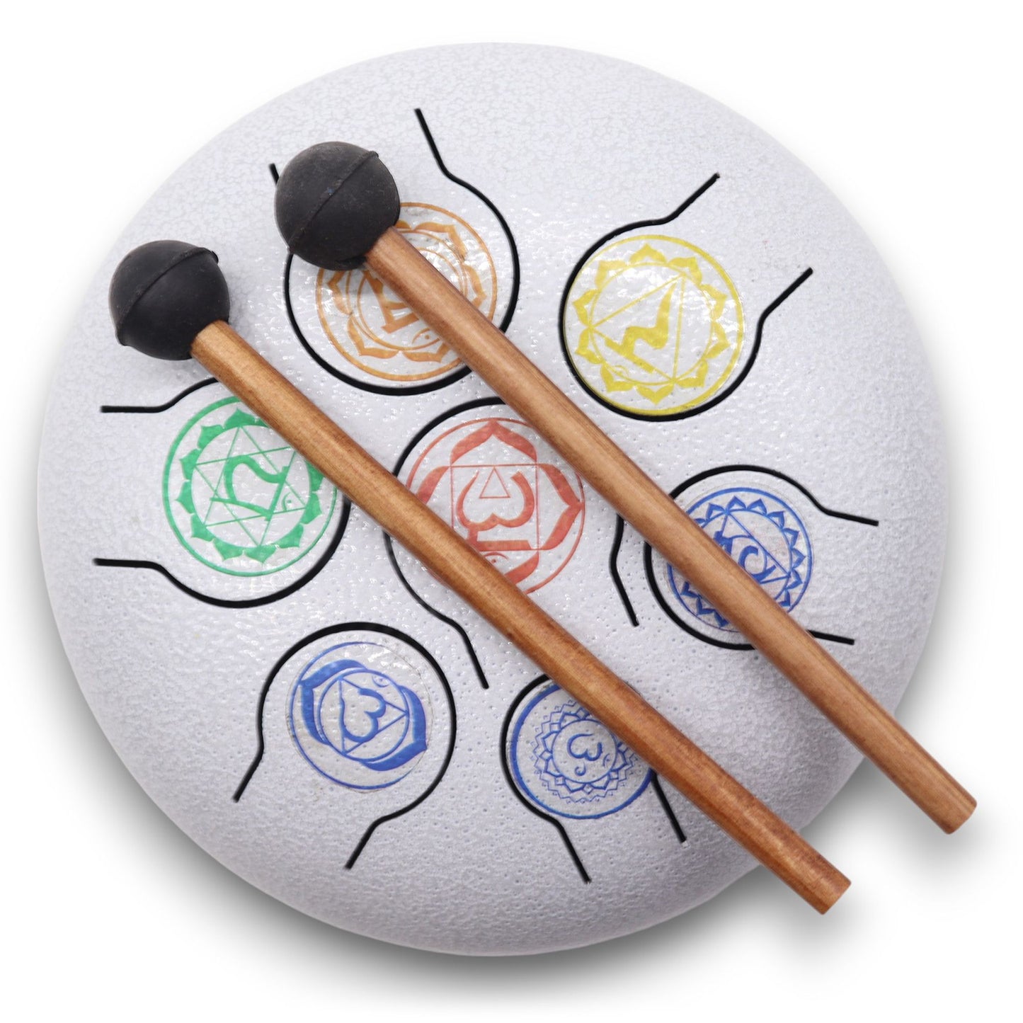 7 Chakra Steel Tongue Drum | 8-Tone Hapi Drum | 17x13cm | Tempered Steel | New