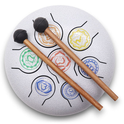 7 Chakra Steel Tongue Drum | 8-Tone Hapi Drum | 17x13cm | Tempered Steel | New