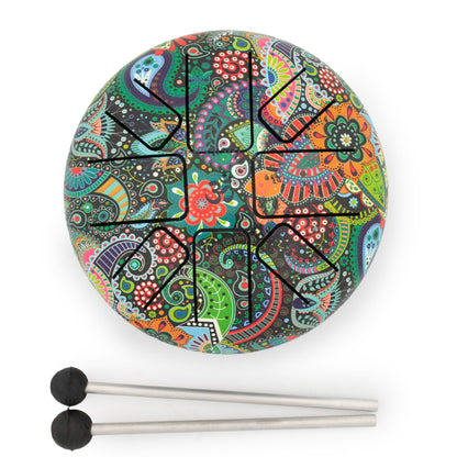 Mandala Leaf Steel Tongue Drum | 8-Tone Hapi Drum | 14x7cm | Tempered Steel | New