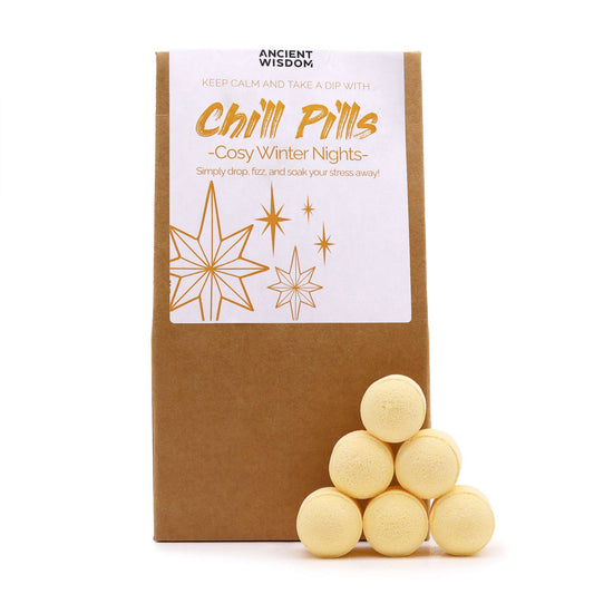 Chill Pills Bath Bomb Gift Pack | Cosy Winter Nights | 350g | 30 Mini Bath Bombs | Handmade England | New
