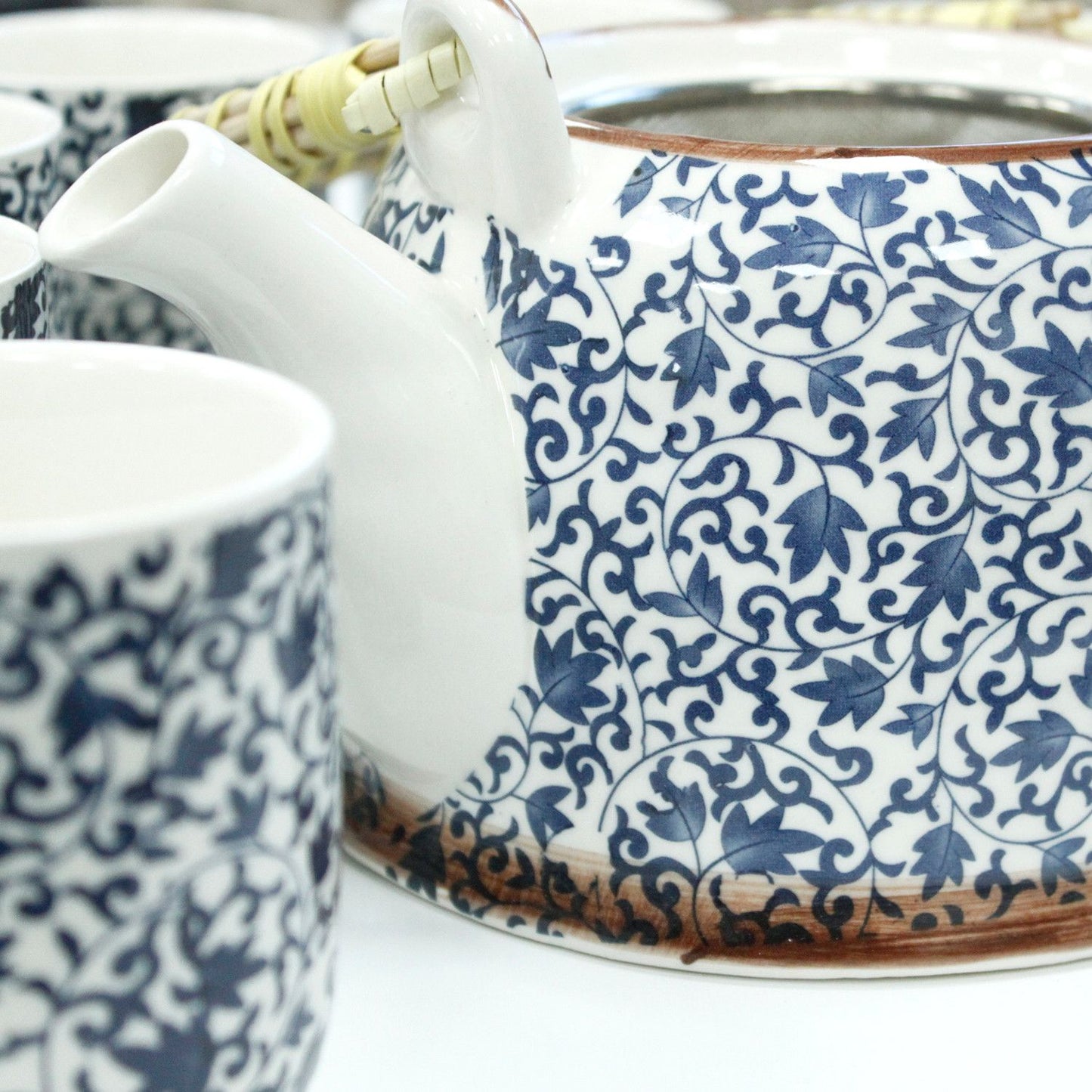 Amber Ceramic Herbal Teapot Set of 6 | Artisan Style | Perfect Tea Lover Gift Set