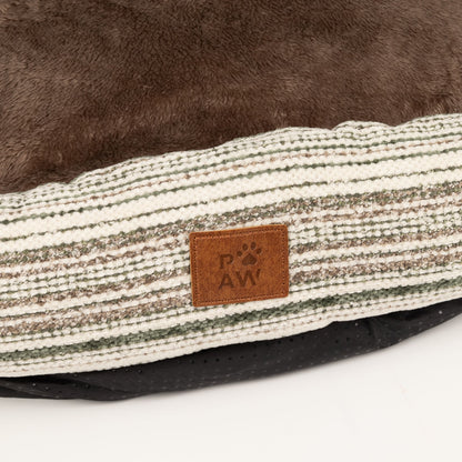 Medium Dog Sofa Bed in Brown Stripe | Dog Lover Gift | Reversible Cushion