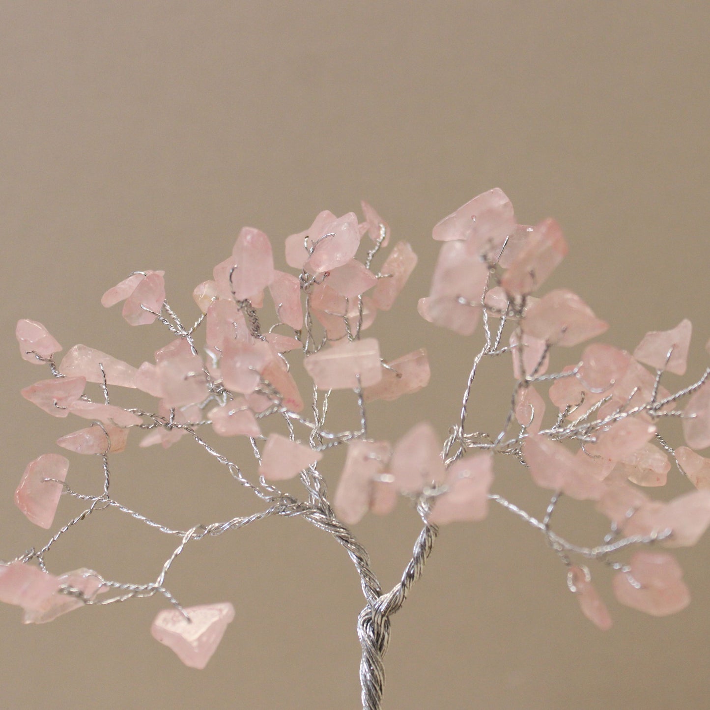 Rose Quartz Gemstone Tree with Orgonite Base | 80 Stones | 7x7x15cm | New
