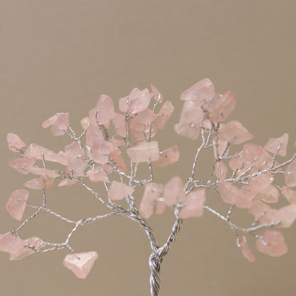 Rose Quartz Gemstone Tree with Orgonite Base | 80 Stones | 7x7x15cm | New