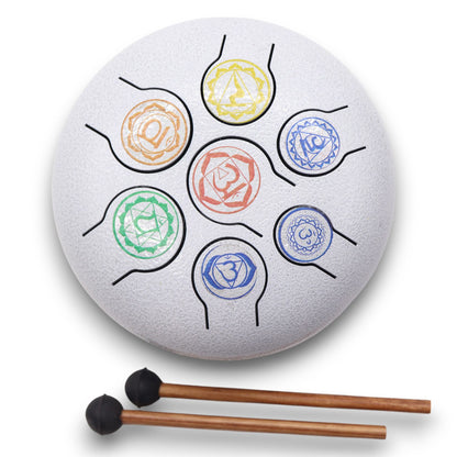 7 Chakra Steel Tongue Drum | 8-Tone Hapi Drum | 17x13cm | Tempered Steel | New
