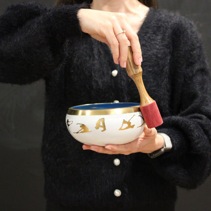 Buddha Singing Bowl Set | Black and Orange | 14cm | Brass | New