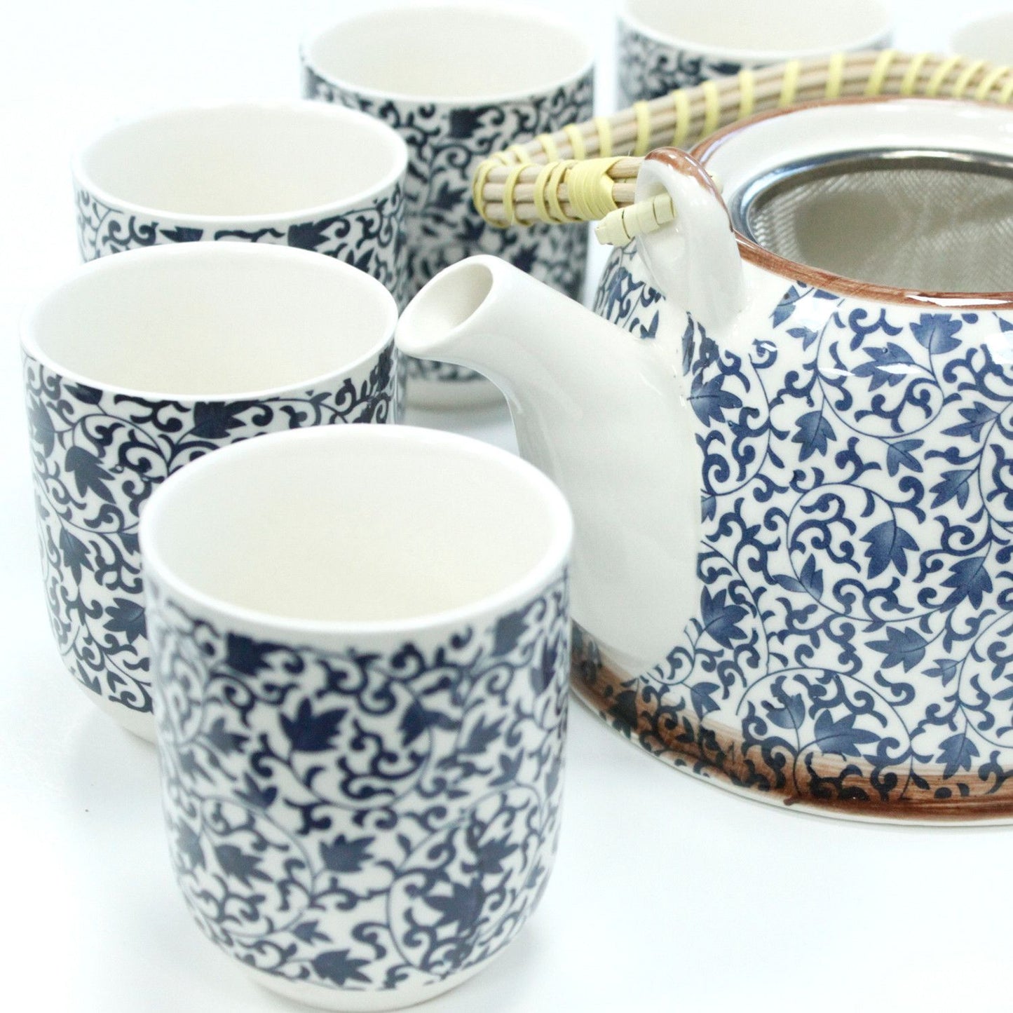 Amber Ceramic Herbal Teapot Set of 6 | Artisan Style | Perfect Tea Lover Gift Set