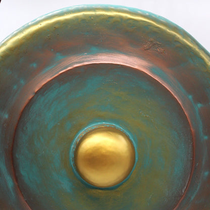 Balinese Healing Gong on Carved Stand | Medium | 50cm | Greenwash | 80x50x85cm | New