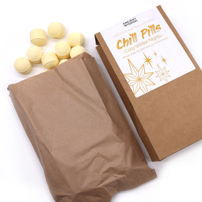 Chill Pills Bath Bomb Gift Pack | Cosy Winter Nights | 350g | 30 Mini Bath Bombs | Handmade England | New