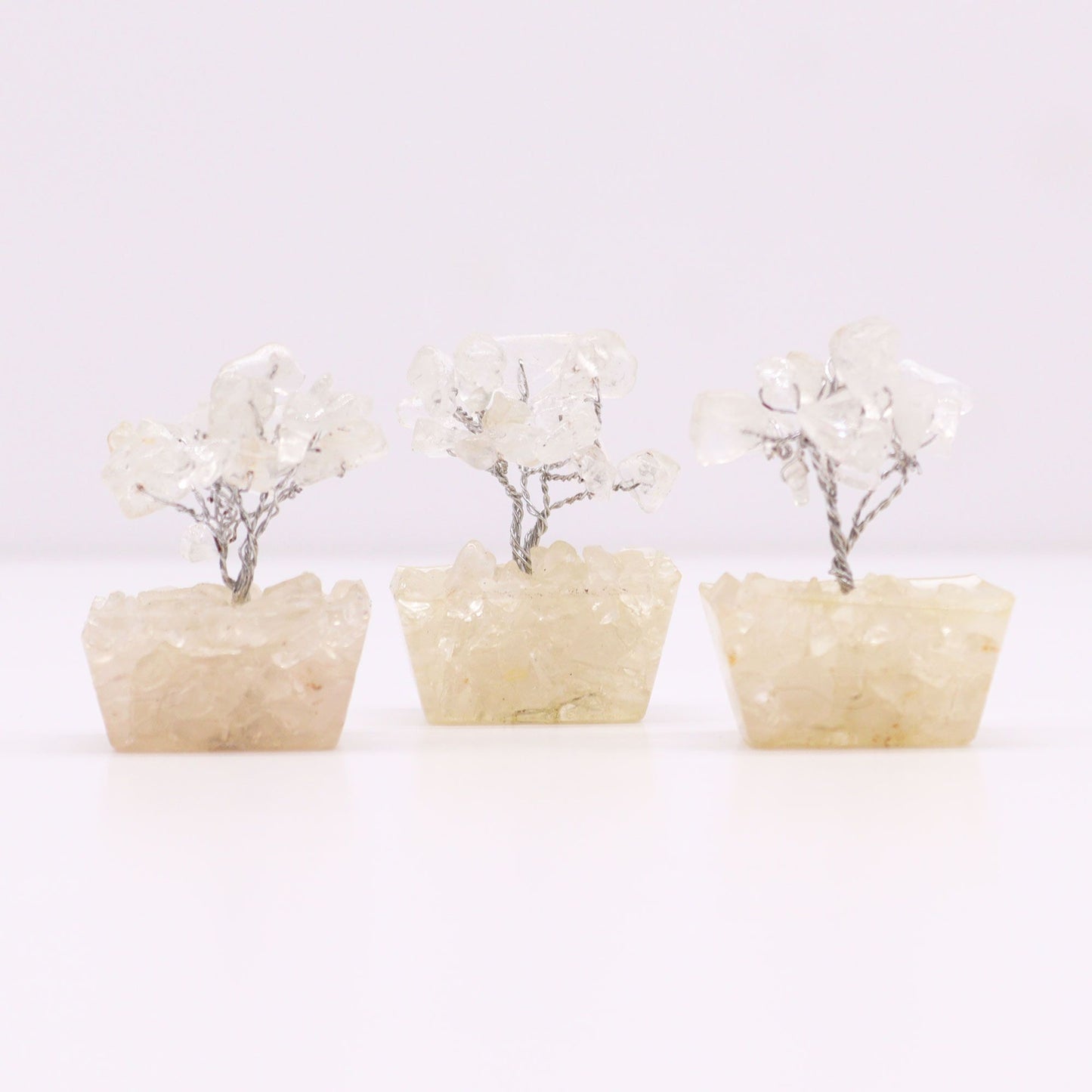 Mini Rock Quartz Gemstone Tree on Orgonite Base | 15 Stones | 3.5x2.5x4cm | New