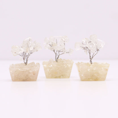 Mini Rock Quartz Gemstone Tree on Orgonite Base | 15 Stones | 3.5x2.5x4cm | New
