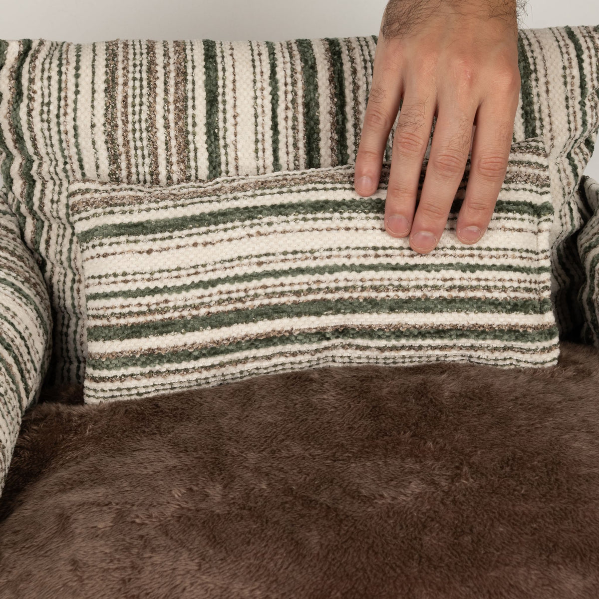 Medium Dog Sofa Bed in Brown Stripe | Dog Lover Gift | Reversible Cushion