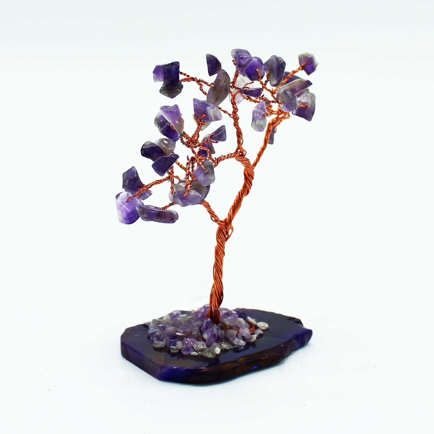 Amethyst Gemstone Tree on Natural Agate Base | 35 Stones | 7x4.5x10cm | New