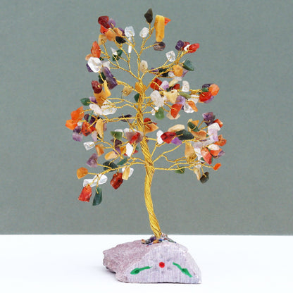 Multi-Gem Indian Wire Gemstone Tree | 160 Stones | 8x4x20.5cm | New