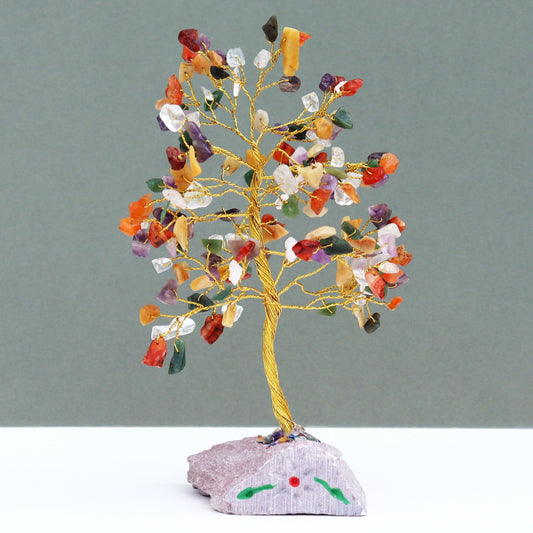 Multi-Gem Indian Wire Gemstone Tree | 160 Stones | 8x4x20.5cm | New