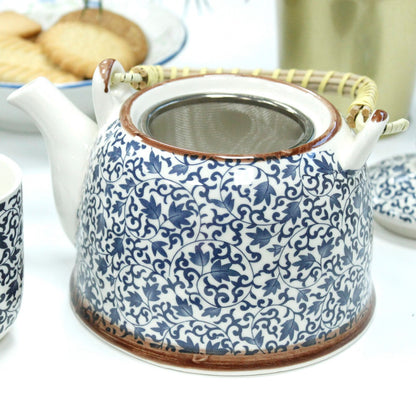 Amber Ceramic Herbal Teapot Set of 6 | Artisan Style | Perfect Tea Lover Gift Set