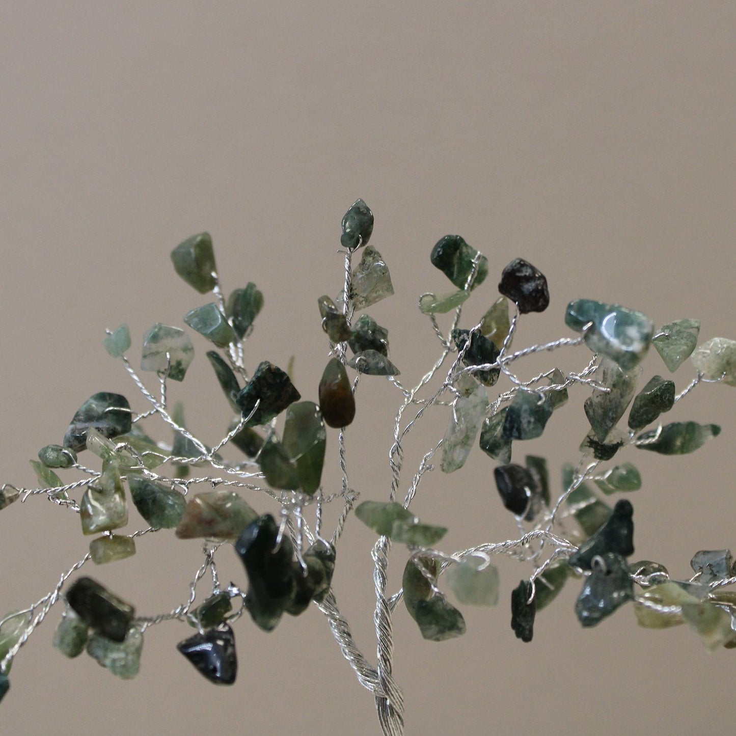 Moss Agate Gemstone Tree with Orgonite Base | 80 Stones | 7x7x15cm | New