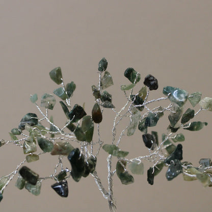 Moss Agate Gemstone Tree with Orgonite Base | 80 Stones | 7x7x15cm | New