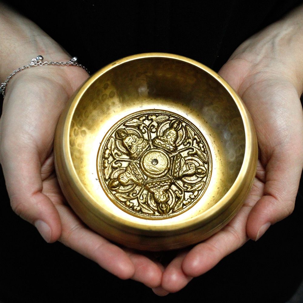 Five Buddha Singing Bowl Gift Set | 10cm | Hand-Painted | Brass | New