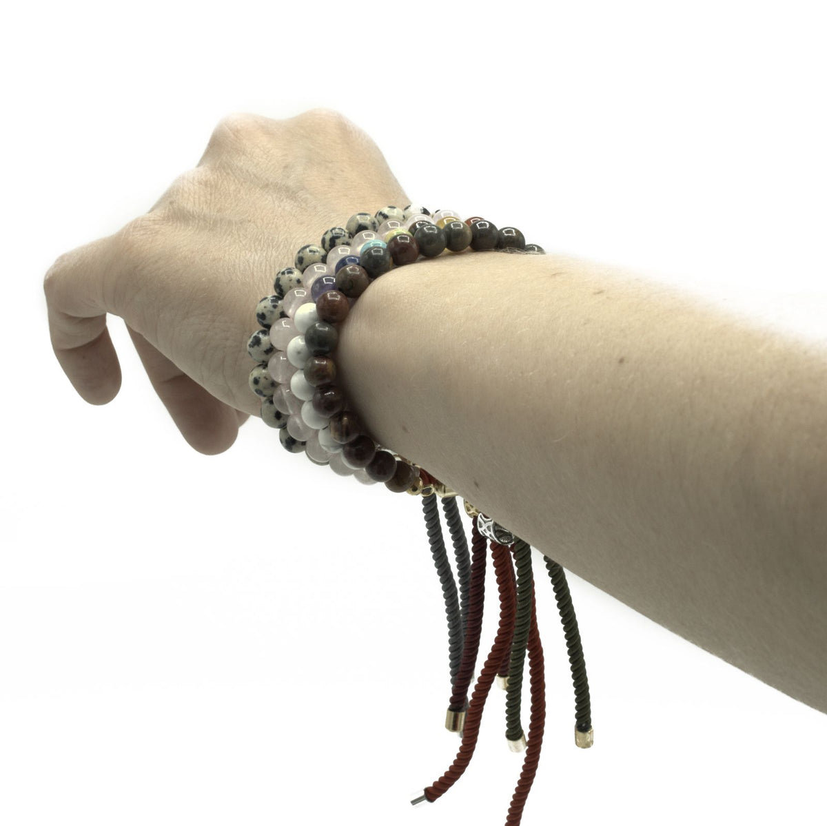 Dalmatian Jasper String Bracelet | 925 Silver Plated Slider | Charcoal Rope Cord | Adjustable | Unisex