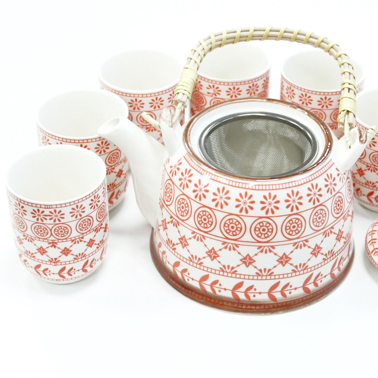 Amber Ceramic Herbal Teapot Set of 6 | Artisan Style | Perfect Tea Lover Gift Set