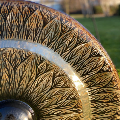 Balinese Healing Gong on Carved Stand | Large | 80cm | Black Pattern | Dragon Stand | New