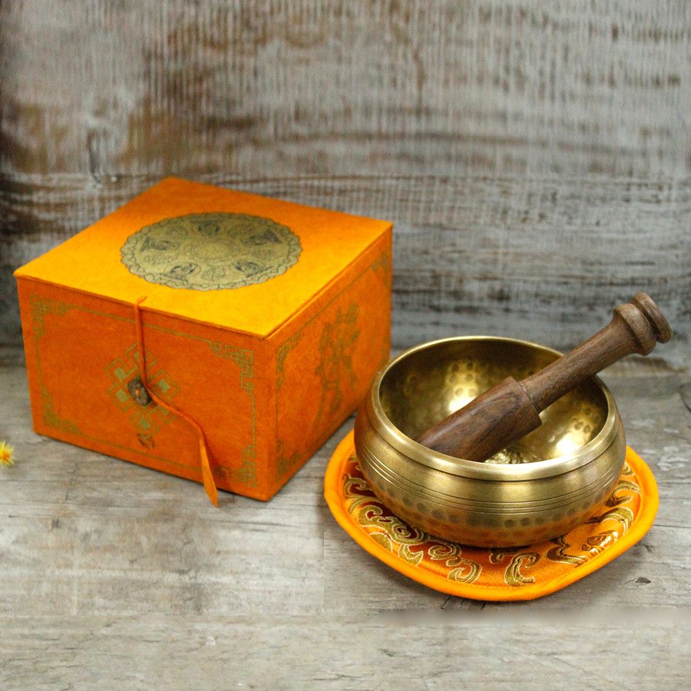 Five Buddha Singing Bowl Gift Set | 10cm | Hand-Painted | Brass | New