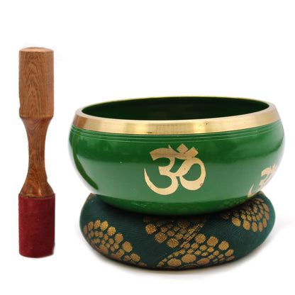 Tree of Life Singing Bowl Set | Green | 14cm | Brass | New