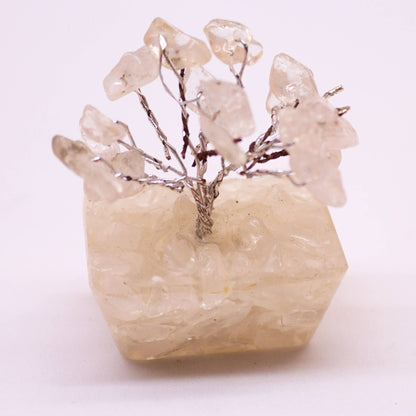 Mini Rock Quartz Gemstone Tree on Orgonite Base | 15 Stones | 3.5x2.5x4cm | New