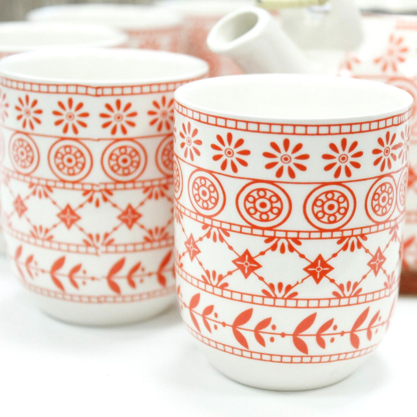 Amber Ceramic Herbal Teapot Set of 6 | Artisan Style | Perfect Tea Lover Gift Set