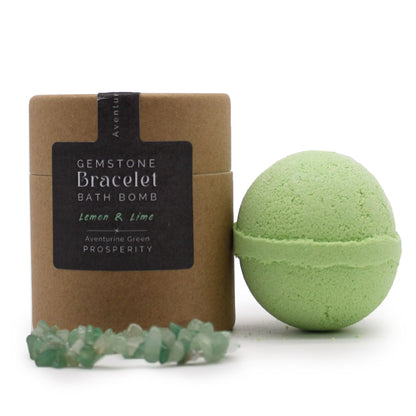 Green Aventurine Gem Bracelet Bath Bomb | Lemon and Lime | Handcrafted | Vegan | New