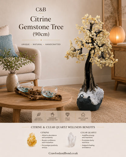 Large Citrine Crystal Tree 90cm | Natural Quartz Geode Base | 26kg | Brazilian Crystal Statement Piece