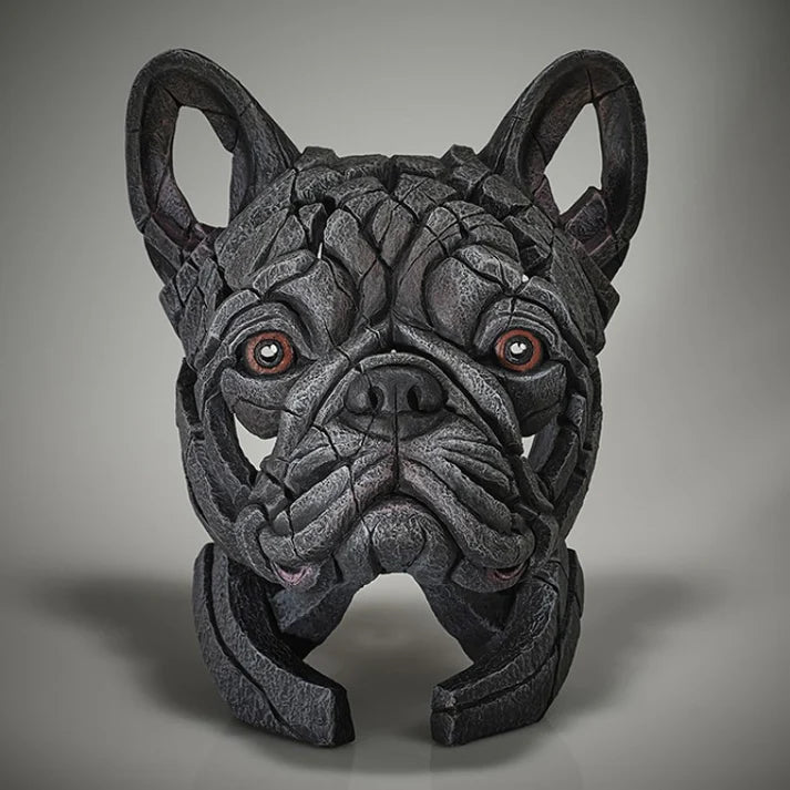 French Bulldog Bust Blue Sculpture | Edge Sculpture Matt Buckley Hand-Painted Marble Resin 31cm