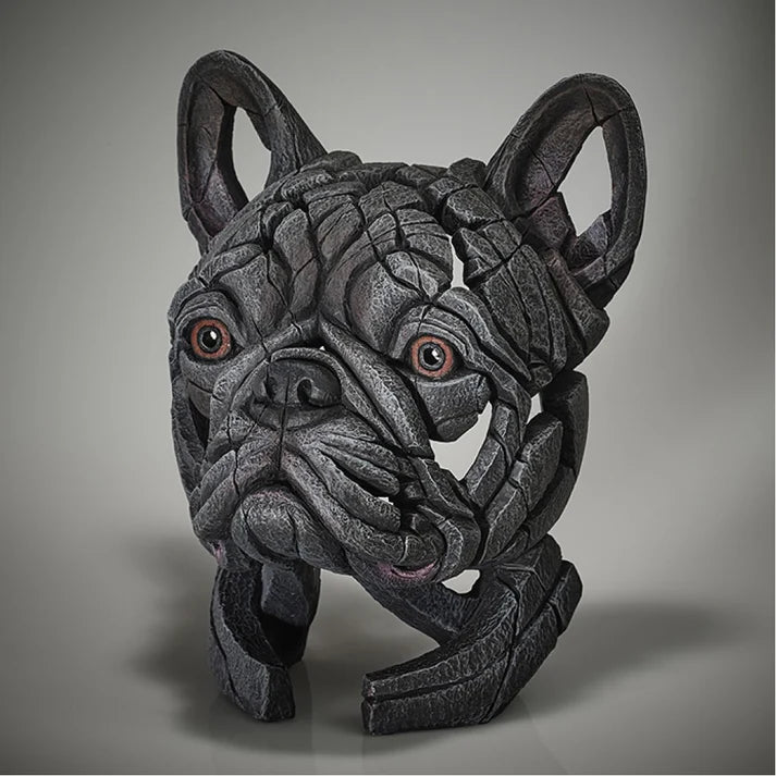 French Bulldog Bust Blue Sculpture | Edge Sculpture Matt Buckley Hand-Painted Marble Resin 31cm