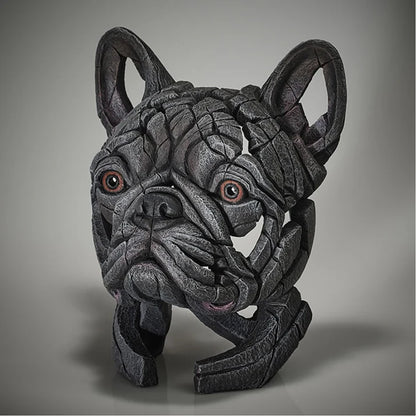 French Bulldog Bust Blue Sculpture | Edge Sculpture Matt Buckley Hand-Painted Marble Resin 31cm