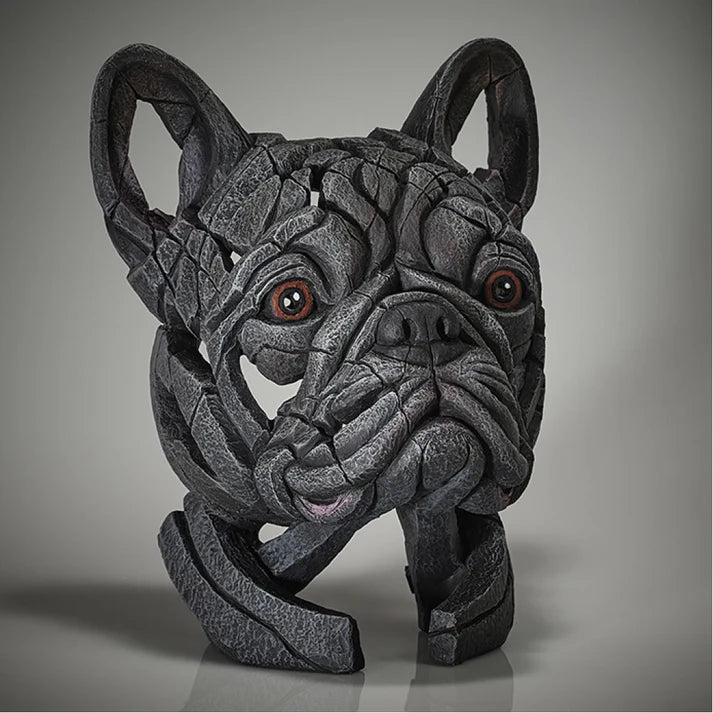 French Bulldog Bust Blue Sculpture | Edge Sculpture Matt Buckley Hand-Painted Marble Resin 31cm